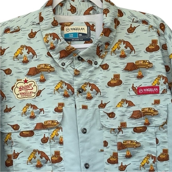Magellan x Shiner Bock Button Down Vented Fish Gear Relaxed Fit Shirt Size
XXL - Picture 1 of 9